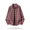 2026 Nueva Camisa de Hombre de Manga Larga Suelta Oversize Casual Versátil con Bloques de Color a Cuadros Retro Tendencia Estilo Japonés