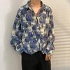 Camisa de Fada Masculina Primavera e Outono Camisa Divertida Estampada Masculina Manga Longa Estilo Hong Kong Solta Moda Casual Jaqueta Camisa