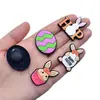 Comercio Electrónico Transfronterizo Charms para Zapatos de Madera de Pascua Adornos Lindos de Conejo y Huevo Accesorios Clip para Zapatos de Goma Suave de PVC para DIY
