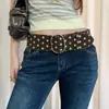 Cinturón Ancho Retro Estilo Coreano de Bloques de Color con Lunares para Mujer, Cinturón Decorativo de Diseño Único para Combinar con Shorts de Mezclilla, Cinturón de Moda