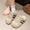 Moda Nova Primavera e Verão Estilo Coreano Cadarço Sapatos de Treino Alemães Estilo Casual Versátil Aumento de Altura Interna Fundo Macio Sapatos Meio Aberto Baotou