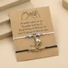 E001 Pulsera de Corazón ECG Estilo Europeo y Americano, Pulsera de Nudo Tejido Ajustable para Parejas, Regalo para Amigos