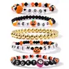 Pulsera de Cuentas Pintada a Mano de Calabaza Fantasma de Halloween DIY Versátil Creativa Tema Fantasma Accesorios Populares Transfronterizos