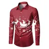 Camisas para Hombre Europeas y Americanas Transfronterizas Impresión Digital 3D Tendencia Serie Navideña Camisas de Manga Larga con Cuello