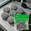 Set de Bolas de Lana de Acero para Eliminar Manchas en Cocina del Hogar, Paquete de 4 Bolas Especializadas de Limpieza de Cocina para Fregar Ollas, Utensilios de Cocina y Vajilla