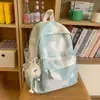 Nova Mochila Escolar de Alto Valor Estilo Japonês Tie-Dye Ins Cor Color Block Fresca Mochila de Estudante Casual Simples