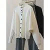Cardigan tejido de punto de manga larga de cuello alto estilo perezoso para mujer otoño 2026 talla grande chicas con sobrepeso manga murciélago abrigo exterior suéter top