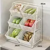 Cesta de Armazenamento para Cozinha Prateleira de Bancada Multi-Camadas para Armazenamento de Cebola, Gengibre e Alho Cesta de Armazenamento de Frutas e Verduras Multifuncional Doméstica