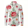 Camisa Casual para Hombre Cómoda Elástica en Cuatro Direcciones Estampado Floral 3D de Manga Larga Tendencia Europea y Americana Transfronteriza Amazon para Hombre