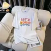Camiseta de manga corta Lightning Warehouse para mujer, verano 2026, ropa interior, comercio exterior, estampado de dibujos animados de Ins, camiseta blanca holgada, top para mujer