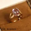 Anillo de Granate para Mujer, Chapado en Oro, No se Desvanece, Anillo Ajustable de Zirconia, Anillo Facetado Rojo Sangre, Anillo para Mujer Incrustado con Diamantes