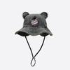 Chapéu de pescador aba reta com orelhas de urso em jeans lavado infantil Coreia do Sul primavera novo fofo que rejuvenesce chapéu de sol atacado