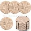 Conjunto de Chá Tapete de Mesa Tecido com Corda de Algodão Nórdico Espessado Almofada de Isolamento Térmico Coaster Tecido com Fio de Algodão Venda Direta da Fábrica em Estoque Dropshipping