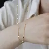 45+5cm Corrente Lateral Elegante e Realçadora da Pele Banhada a Ouro 18K com Elementos Brilhantes, Corrente de Clavícula Minimalista de Alta Qualidade para Camadas em Mulheres