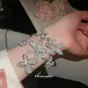 Pulsera Abierta de Flor Incrustada con Diamantes Transfronteriza Europea y Americana, Pulsera de Diseño de Nicho Elegante y Única, Joyería de Lujo Ligero y de Gama Alta