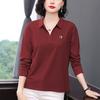 2025 Nuevo Otoño Ropa para Madres Camiseta de Manga Larga para Mujer Ropa de Primavera y Otoño para Mujeres de Mediana Edad y Mayores Solapa Holgada Aspecto Adelgazante Tops