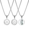 Collar personalizado con cara sonriente giratoria de celebridad de Internet, estilo hip hop japonés y coreano, cadena de acero inoxidable con colgante de pareja para llevar emociones de doble cara.