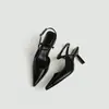 Tacones de Aguja Puntiagudos para Mujer, Estilo Popular en Línea, Sandalias Casuales de Gamuza con Correa Única de Tacón Alto, Punta Cerrada, Sin Espalda, Estilo Coreano, Talla Pequeña