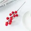 Flor Artificial Fruta de la Fortuna Decoración Navideña Fruta Roja Tallo Único Bayas Venta al por Mayor Acebo Pequeño Sala de Estar Adornos para las Fiestas de Año Nuevo
