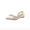 Sandalias de punta de tacón plano en color nude para combinar con faldas, nuevas sandalias poco profundas de punta estilo francés para mujer, verano 2026, zapatos casuales