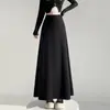 Falda larga de punto de lana blanca para mujer, otoño e invierno, petite, línea A, cintura alta, adelgazante, bodycon