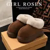 Pantuflas de invierno para mujer, estilo nuevo, suela gruesa de EVA, con sensación de "pisar caca", diseñadas para usar en exteriores, que aumentan la altura, forradas de felpa para abrigar, modernas y populares.