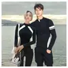 Nuevo traje de neopreno para pareja estilo coreano del fabricante, traje de buceo que favorece la figura para surf, snorkel y vacaciones, traje de baño de dos piezas