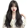 Celebridade da Internet Novo Estilo Franja de Ar Cabelos Longos Cacheados Perucas Fashionável Natural e Realista Fofa Ondas Grandes Perucas de Cabelos Longos Cacheados