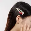 Grampo de Cabelo Fofo Estilo Coreano Cereja Presilha para Franja com Strass Grampo de Cabelo de Celebridade da Internet Grampo Superior Lateral Presilha de Bico de Pato Grampo de Cabelo para Meninas