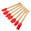 Conjunto de Silicone para Assar de Sete Peças Cabo de Madeira Raspador Pincel de Óleo Resistente a Altas Temperaturas Grau Alimentício Ferramentas de Cozinha Fábrica Suporta Personalização