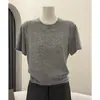 Suéter de Punto Ligero y Suave de Mezcla de Lana con Hilo Iridiscente para Mujer, Top Multicolor con Hilo Jaspeado de Manga Corta y Cuello Redondo, Camiseta Base