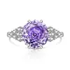 Anillo de Piedra Preciosa de Color Corte Rosa Tiktok Xiaohongshu Moda Transfronteriza Europea y Americana Diamante de Alto Carbono Simple Joyería Transmisión en Vivo Dropshipping