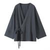 Pijama Feminino Europeu e Americano Transfronteiriço 2025 Primavera Nova Moda Estilo Camisa de Amarrar Cintura Alta Calças Casuais para Casa