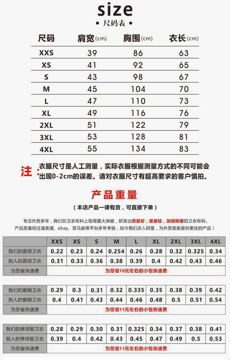 带帽重量对比表详情页2