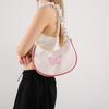 Bolsa plissada com laço feminino 2024 verão com costura de cor contrastante casual elegante bolsa de ombro