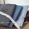 Tela de algodón 100% a cuadros estilo coreano, combinación de colores azul-negro vintage, tela de algodón puro teñida en hilo, adecuada para ropa de mujer, ropa de niños y atuendos familiares a juego