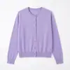 Cardigã 100% lã australiana para mulheres, jaqueta de tricô versátil com gola redonda, cardigã fino para o início do outono, novo top feminino 26