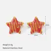 Aretes de Acero Inoxidable Estrella de Cinco Puntas de Moda Lujo Ligero Geométricos con Goteo de Aceite Tachuelas Nicho Lindos Acero de Titanio con Sensación de Gama Alta