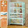 Vitrine de Vidro, Armário de Estatuetas para Sala de Estar, Estante de Aço com Portas, Armário de Armazenamento de Blind Box, Armário de Armazenamento em Camadas, Vitrine Estilo Creme