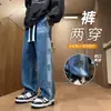 Jeans Adolescente para Estação Outono e Primavera Meninos Ensino Fundamental Estudante Tendência Bonito Menino Grande Roupa Masculina Calça Longa Casual de Perna Reta