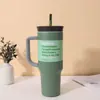 Taza de Viaje Transfronteriza Nueva de 40 oz con Popote, Termo de Acero Inoxidable 304, Gran Capacidad, Asa Portátil, Taza para Hielo