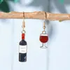 Comércio Exterior Transfronteiriço um par de brincos pingente de taça de garrafa de vinho tinto assimétricos joias de personalidade para mulheres presente fábrica vendas diretas