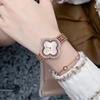 Relógio Shi Gaudi Trevo de Quatro Folhas Cravejado de Diamante Pulseira de Aço Pulseira Flor em Forma Estilo Perfumado Luxo Leve High-End Moda Relógio Feminino Ao Vivo