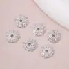 Cor Prata Conservadora de Cor Zircônia Flor Bandeja Contas Acessórios Feitos à Mão Pulseira DIY Pulseira Colar Joias Contas Espaçadoras Atacado