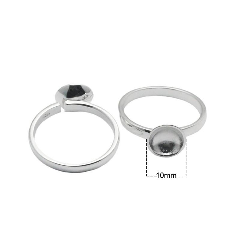 雅缤 银戒托 925女士开口戒指可镶嵌琥珀蜜蜡珠子底托速卖通热卖