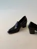 Mocassins Estilo Coreano para o Trabalho Retro Femininos Sapatos Pequenos de Couro de Alta Qualidade Novo Estilo Bonito Salto Alto Bico Fino Temperamento Slip-On