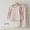 Conjunto de Ropa de Casa Cálida de Polar con Forro de Conejo de Pan para Niños 2026 Invierno Cuello Redondo Dibujos Animados Pijama de Polar con Forro para Niños