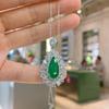 Juego de Joyería Collar Anillo Retro Europeo y Americano Cuadrado Esmeralda Transfronterizo Paraiba Estilo de Mujer de Alta Gama Venta al por Mayor