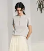 Camiseta de Seda para Mujer, Nuevo Estilo Verano 2026, Cuello Redondo Pullover, Top de Punto de Manga Tres Cuartos, Delgado y Holgado, Hecho de Seda de Morera
