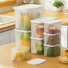 Refrigerador de cocina almacenamiento caja de almacenamiento tipo asa cubierta translúcido esmerilado grado alimenticio caja de almacenamiento de gabinete venta al por mayor